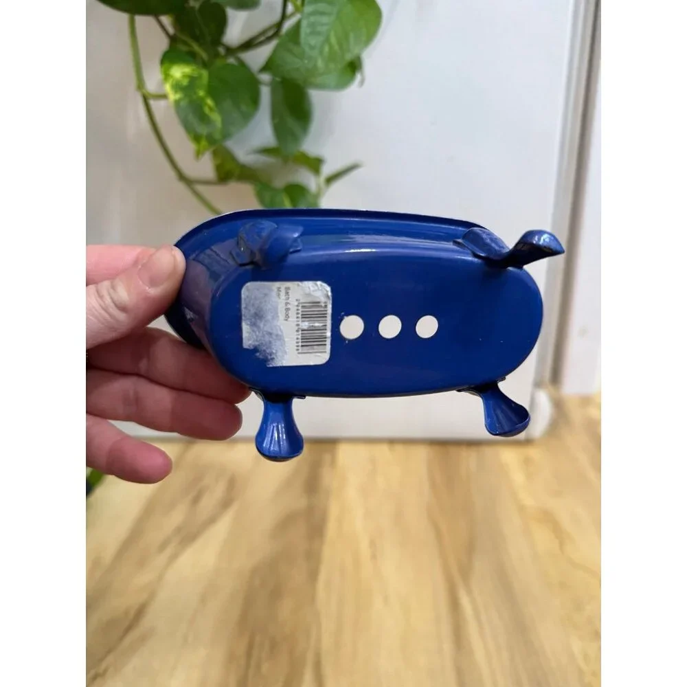 Mini Blue Bathtub Planter or Soap Dish with Drain Holes